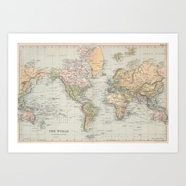 Vintage Map of The World (1892) Art Print