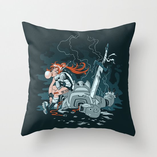 Cyberpunk Beat Down Throw Pillow