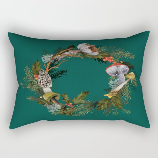Mushroom Forest Wreath Rectangular Pillow
