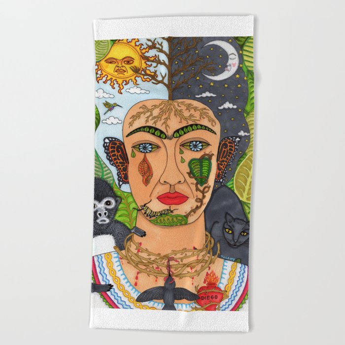 Frida Kahlo Monarca Beach Towel