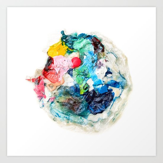 Rainbow Earth Paint Moon Love Art Print