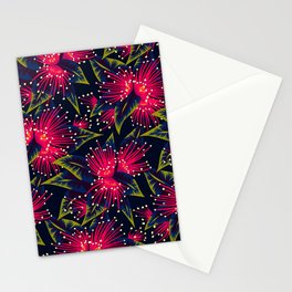 New Zealand Rata floral print (Night) Stationery Card