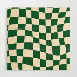 Wavy Checkered Green and White Wood Wall Art