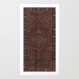 Boho Chic Dark I // 17th Century Colorful Medallion Red Blue Green Brown Ornate Accent Rug Pattern Art Print