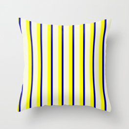 [ Thumbnail: Yellow, Beige, Blue, and Black Colored Lines Pattern Throw Pillow ]