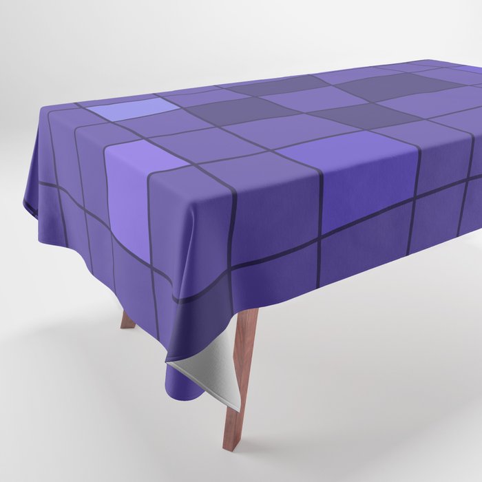 Retro Midcentury Art Warped Tiles Indigo Tablecloth