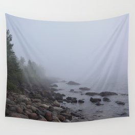 Bluefin Bay, Lake Superior, Foggy Lake, Misty Lake, Lake Landscape, Foggy Trees, Misty Trees Wall Tapestry
