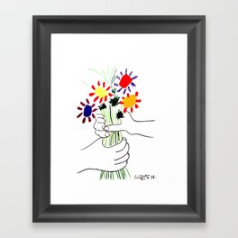 Picasso - Flower Bouquet of Peace, Flower Line Framed Art Print