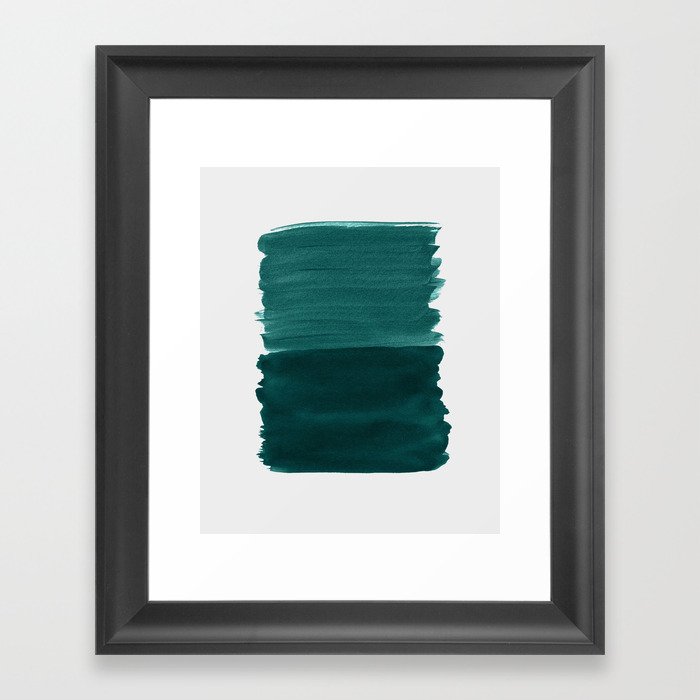 Dark Teal Emerald Abstract Minimalism #3 #minimal #ink #decor #art #society6 Framed Art Print