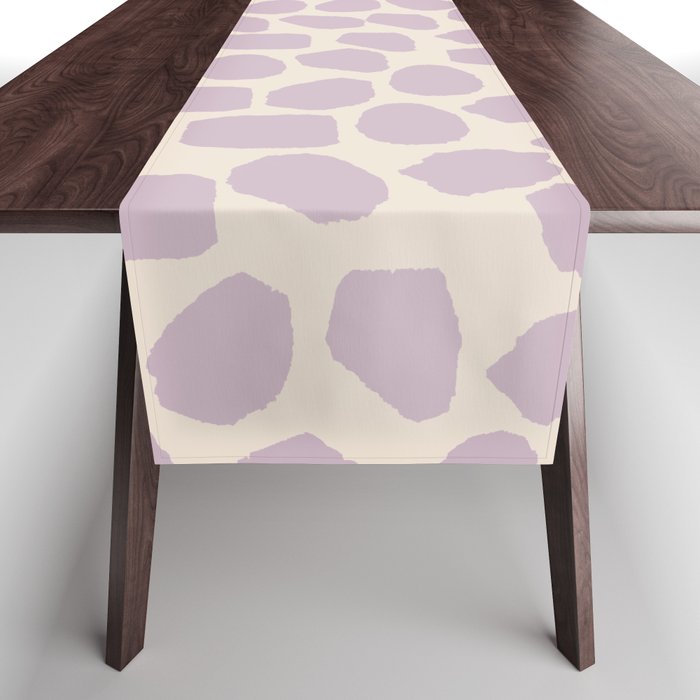 Ink Spot Pattern in Light Lavender Lilac Purple and Cream Table Runner