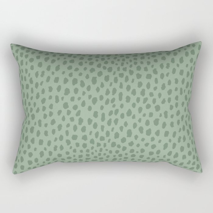 Sage Green Polka Dot Spots Pattern Rectangular Pillow