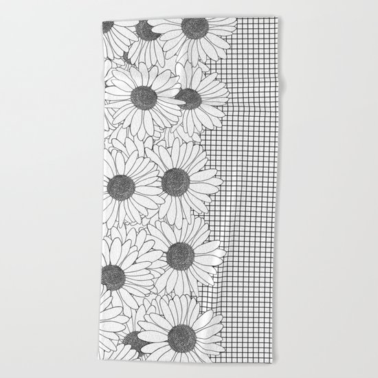 Daisy Grid on Side Beach Towel