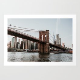 Skyline with Brooklyn Bridge | Colourful Travel Photography | New York City, America (USA) Art Print