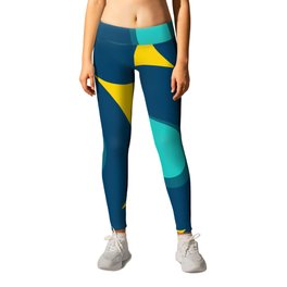 Abstract Minimal Pattern Blue and Yellow Leggings