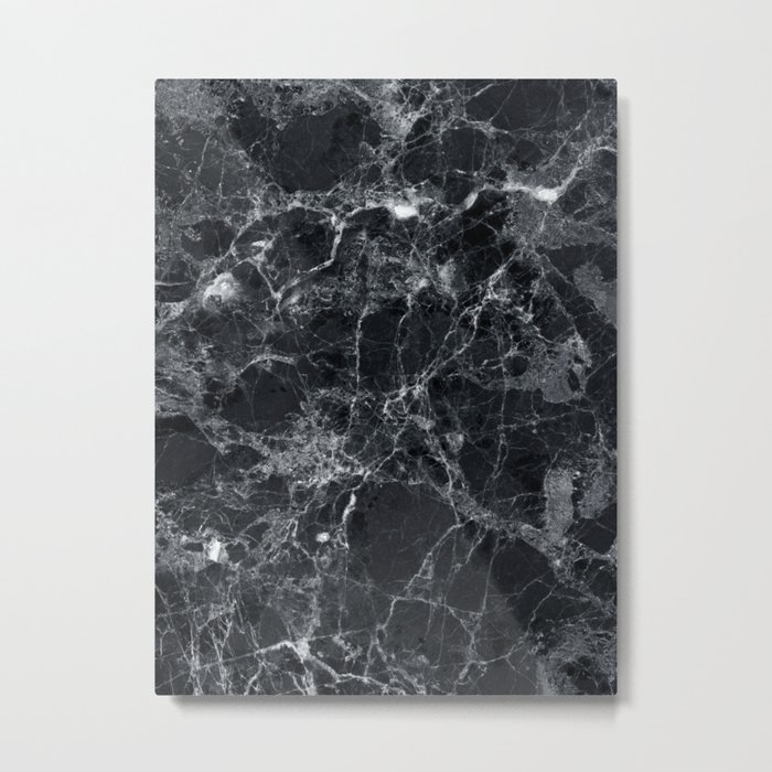 Black marble texture Metal Print