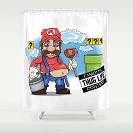 Mario Thug Life Shower Curtain