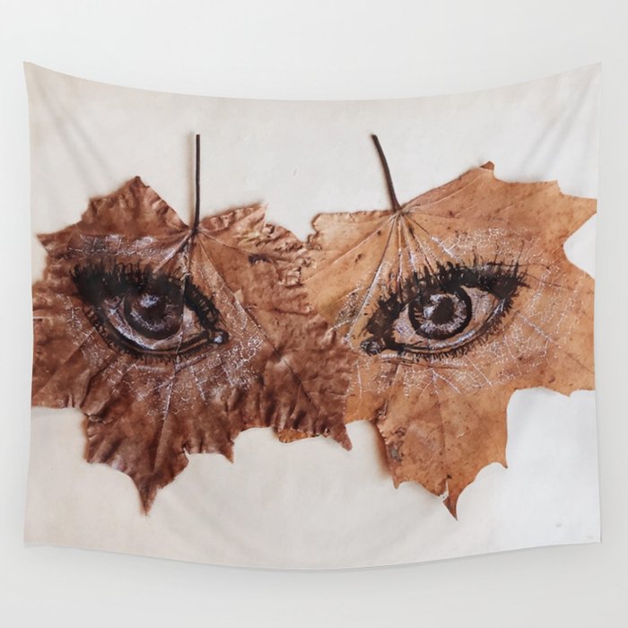 Pressed Leaves Unique Sketch Wall Tapestry