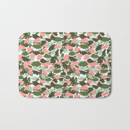 Flowers pastel pink painting watercolor abstract minimal gender neutral florals nursery baby kids Bath Mat
