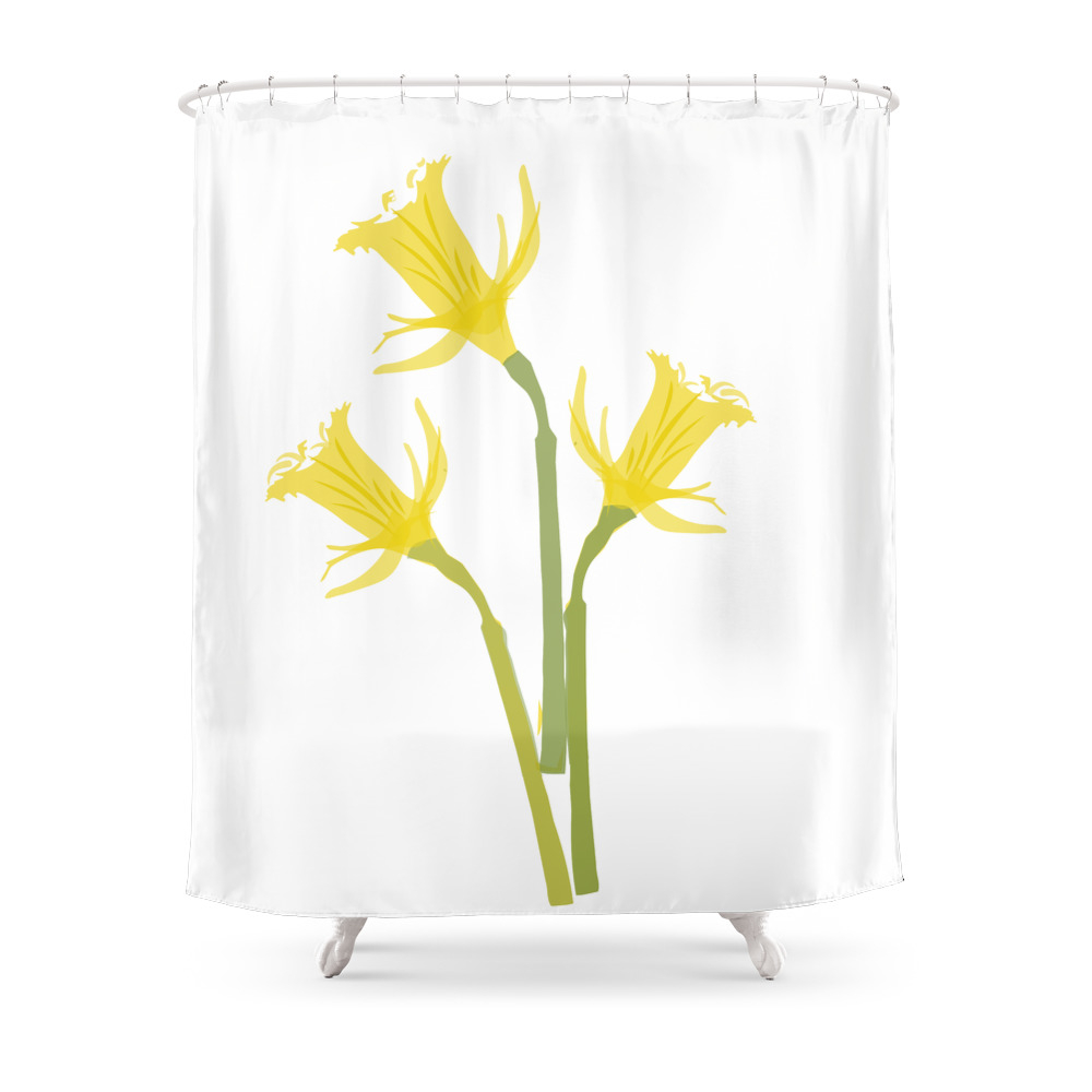 Yellow Daffodils Flowers Shower Curtain by ialbert