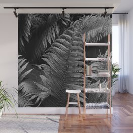 Leaves of green fern nature portrait black and white photograph / photography Wall Mural