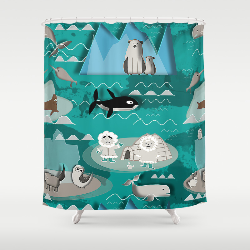 Arctic Animals Teal Shower Curtain By Susycosta Society6