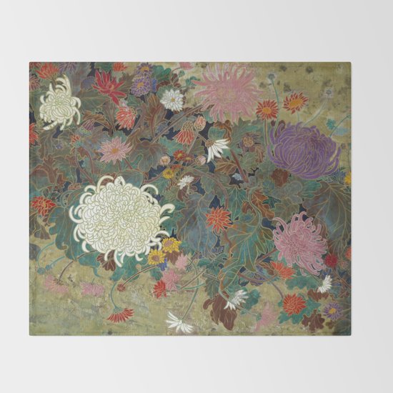 flower【Japanese painting】 Throw Blanket by soozai Society6