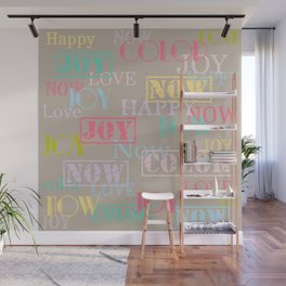 Enjoy The Colors - Colorful typography modern abstract pattern on taupe background Wall Mural