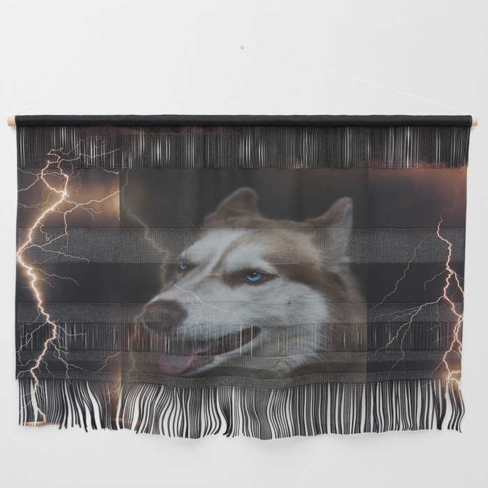 Wolf in Thunderstorm Wall Hanging