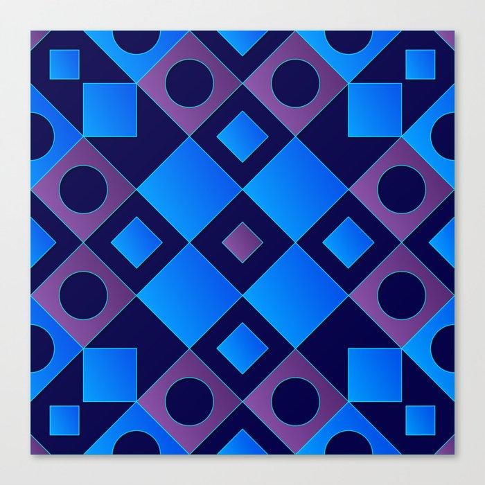 Blue, Pink & Black Color Square Design Canvas Print