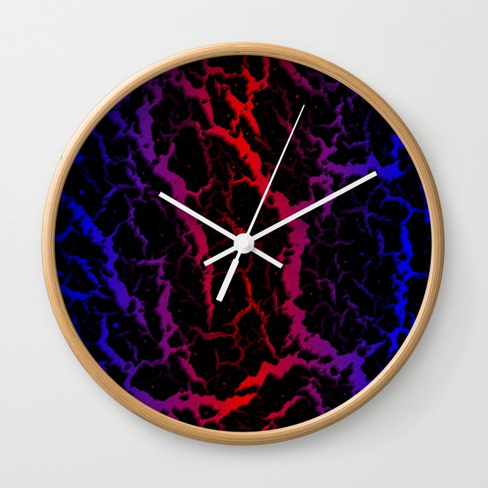 Cracked Space Lava - Blue/Red Wall Clock