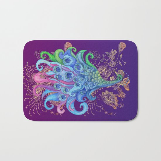 Peaceful Peacock Bath Mat