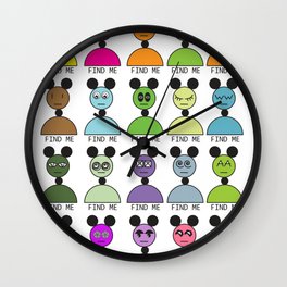 FIND THEM Face and Torso Figuritas Color Line Art Modern Cartoon Figures transparent background Wall Clock