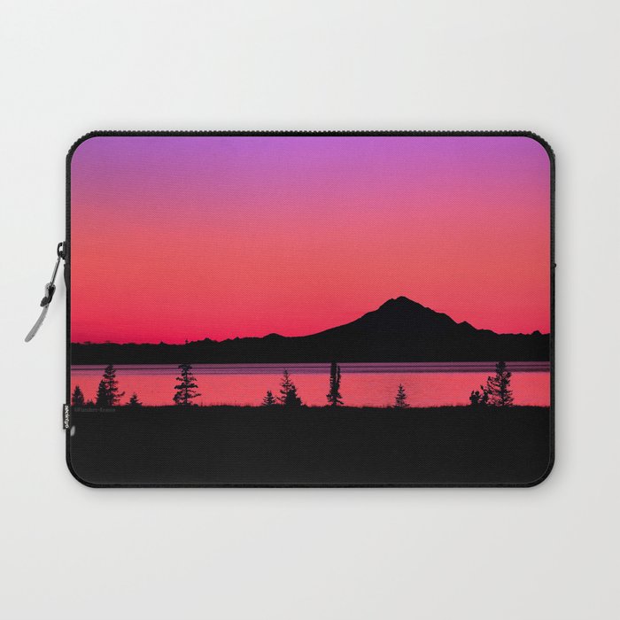 Pink Sunset Silhouette - Mt. Redoubt, Alaska Laptop Sleeve