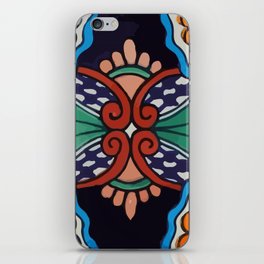 Vintage mexican tile colorful floral boho abstract pattern iPhone Skin