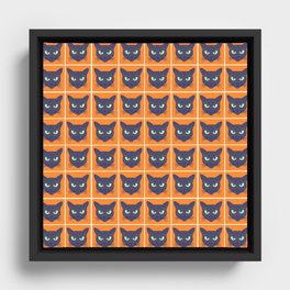 Retro Periwinkle Cats Orange Halftone Mini Framed Canvas