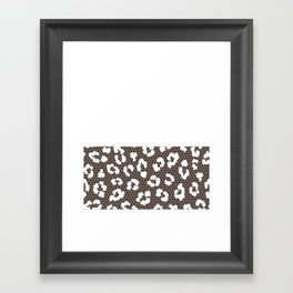 White Leopard Print Lace Horizontal Split on Dark Brown Framed Art Print