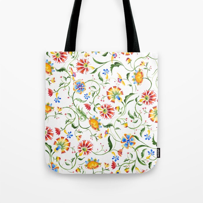 Flowers on White Tote Bag