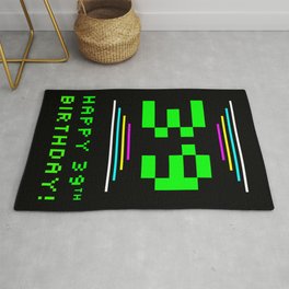[ Thumbnail: 39th Birthday - Nerdy Geeky Pixelated 8-Bit Computing Graphics Inspired Look Rug ]