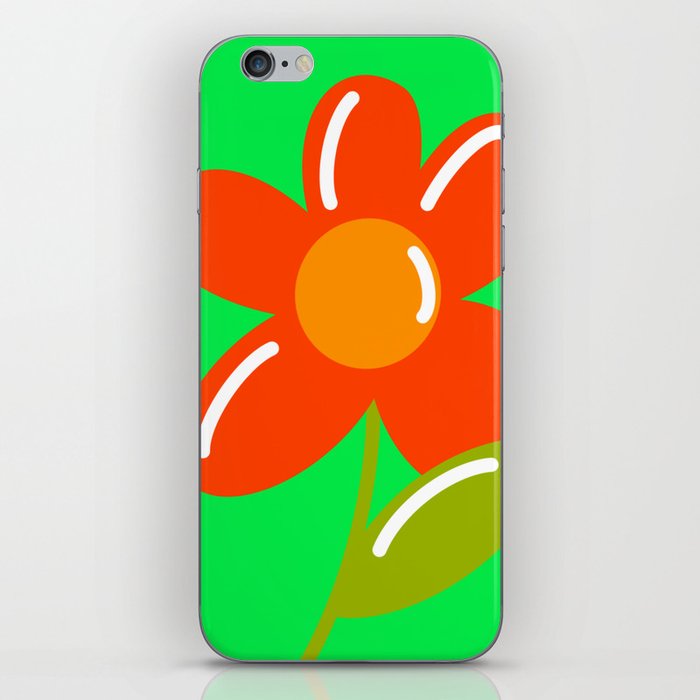 Modern Daisy Flower On Green iPhone Skin