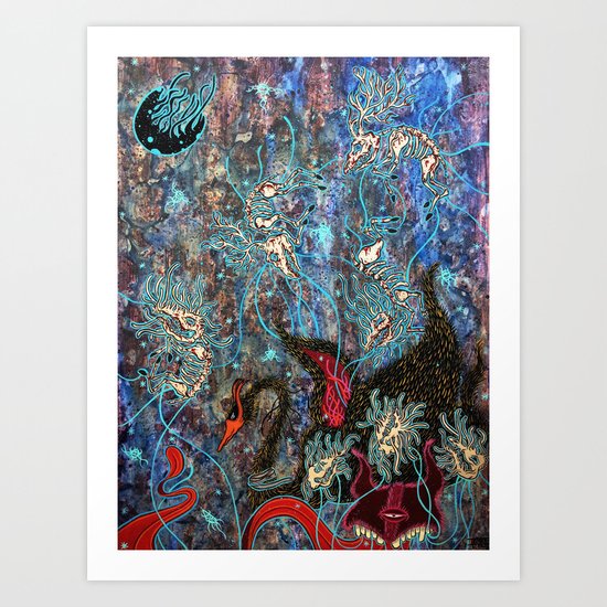 Obsidian night Art Print