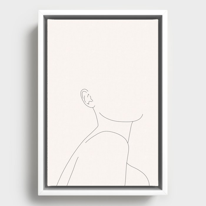 Minimalist Figure Line Drawing - Elle Framed Canvas