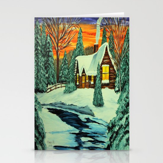 Winter night Stationery Cards
