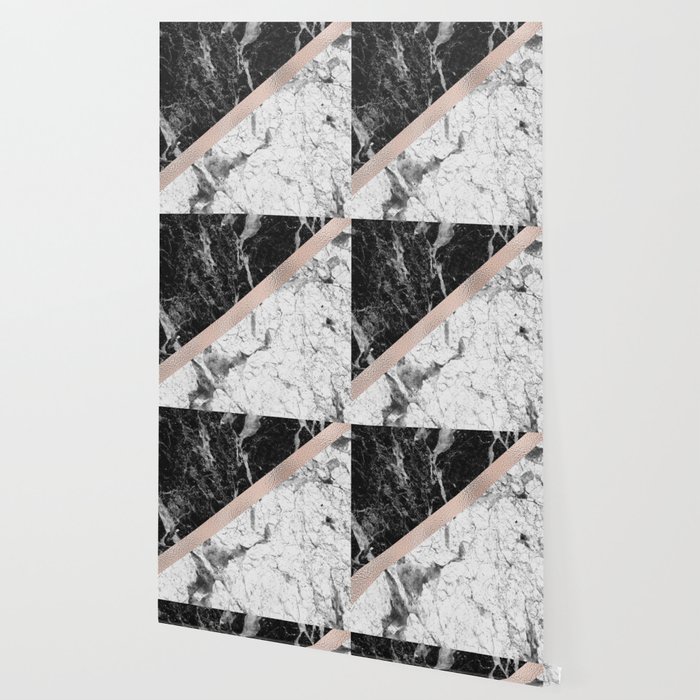 Monochrome Marble Designer Rose Gold Wallpaper By Marbleco Society6