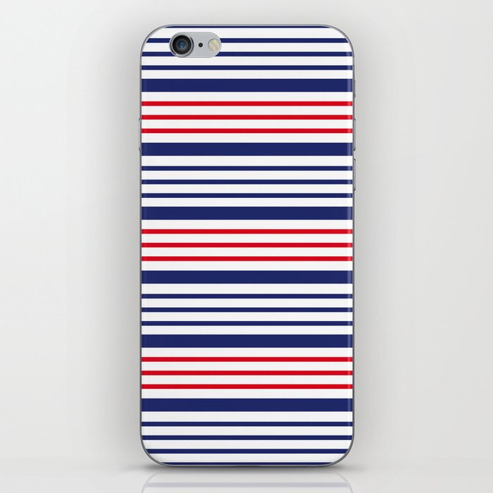Patriotic Stripes- Red White and Blue Nautical- Horizontal iPhone Skin