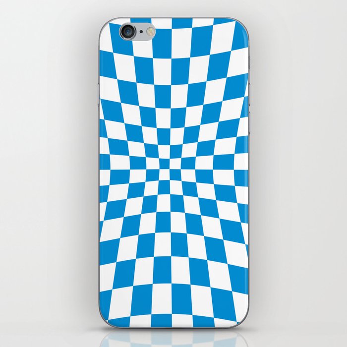 Blue Op Art Check or Checked Background. iPhone Skin