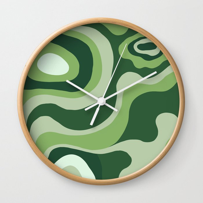 Sage Green Swirl Blobs  Wall Clock