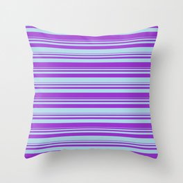 [ Thumbnail: Dark Orchid & Light Blue Colored Stripes/Lines Pattern Throw Pillow ]