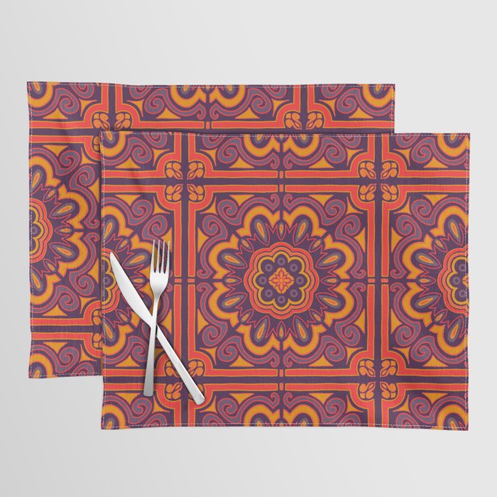 Paisley Tile - Purple and Red - Pattern Placemat