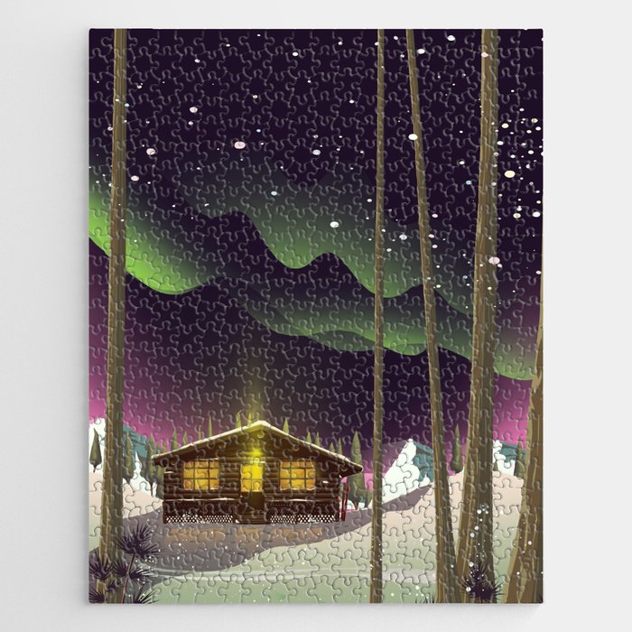 Log Cabin in the Snow Jigsaw Puzzle