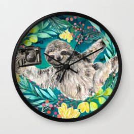 Sloth with Camera Wall Clock